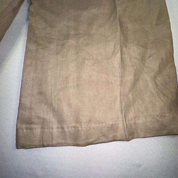 Lafayette 148 NYC - 100% Linen Cropped Palazzo Pants Khaki Tan Sz 10 MSRP $1298 - Picture 4 of 12